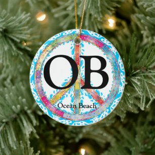 Personalisiertes OB Ocean Beach Keramik Ornament