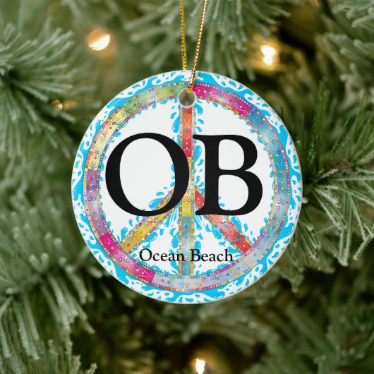 Personalisiertes OB Ocean Beach Keramik Ornament (Baum)