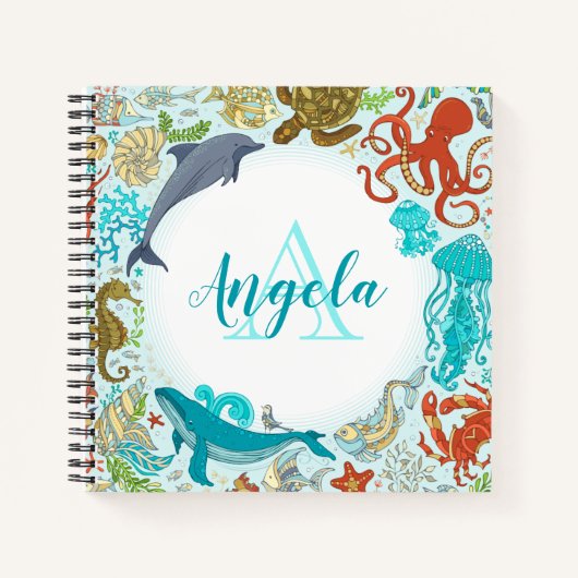 Personalisiertes Ocean Notebook (Monogram Underwat Notizblock (Vorderseite)