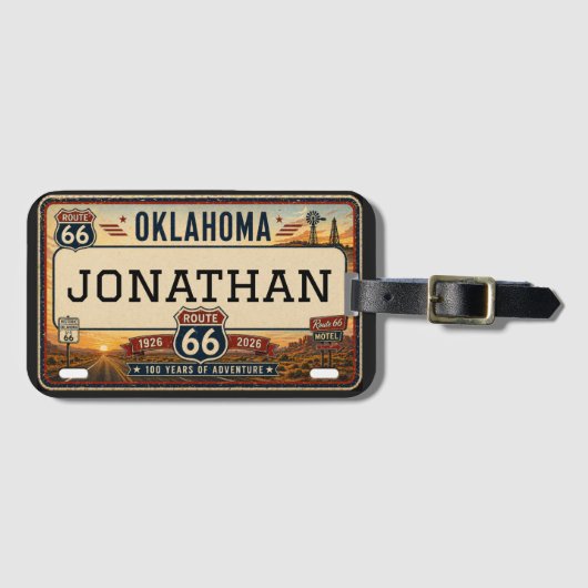 Personalisiertes Oklahoma Route 66 Design Gepäckanhänger (Vorderseite (Horizontal))