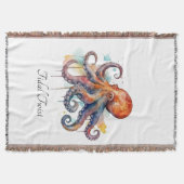 Personalisiertes Oktopus-Küsten-Willkommensgeschen Decke (Vorderseite)