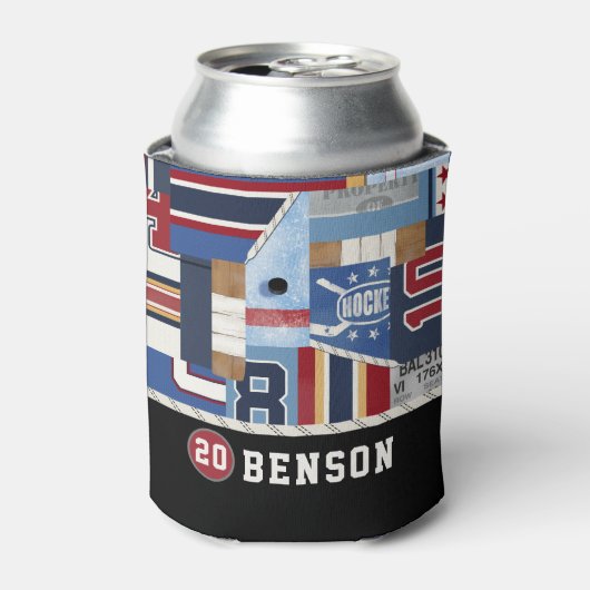 Personalisiertes Old Time Ice Hockey Shirt Puck Dosenkühler (Kanne Vorderseite)