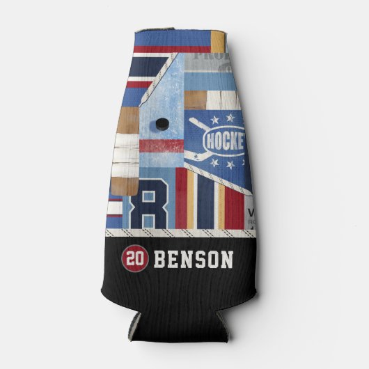 Personalisiertes Old Time Ice Hockey Shirt Puck Flaschenkühler (Vorderseite)