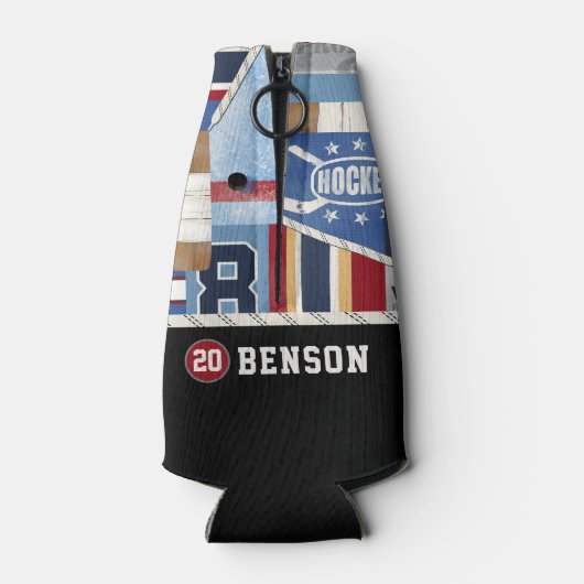 Personalisiertes Old Time Ice Hockey Shirt Puck Flaschenkühler (Rückseite)