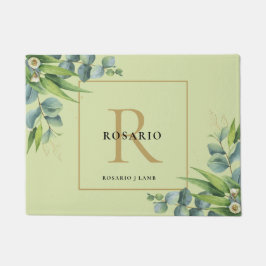 Personalisiertes Olive Green Gold Monogramm Fußmatte