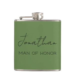 Personalisiertes Olive-Grün Man of Honor Flachmann