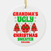Personalisiertes Oma Foto Ugly Sweater Keramik Ornament (Vorne)