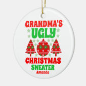 Personalisiertes Oma Foto Ugly Sweater Keramik Ornament (Links)