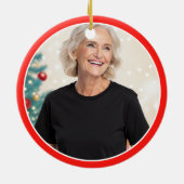 Personalisiertes Oma Foto Ugly Sweater Keramik Ornament (Hinten)