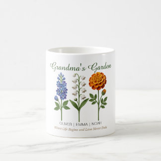 Personalisiertes Oma-Geschenk Häkel-Geburtsblumen Kaffeetasse