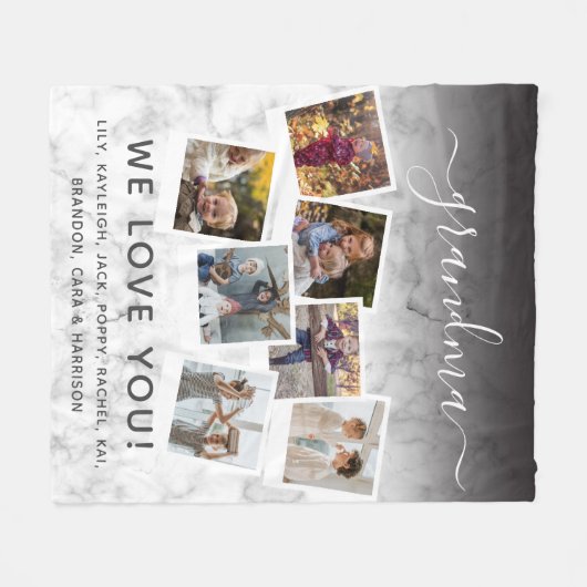 Personalisiertes Oma Zitat und FotoCollage Fleecedecke (Vorderseite (Horizontal))