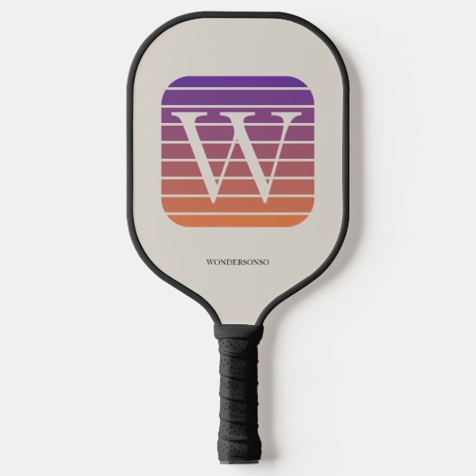 Personalisiertes Ombre-Monogramm-Quadrat Pickleball Schläger (Vorderseite)