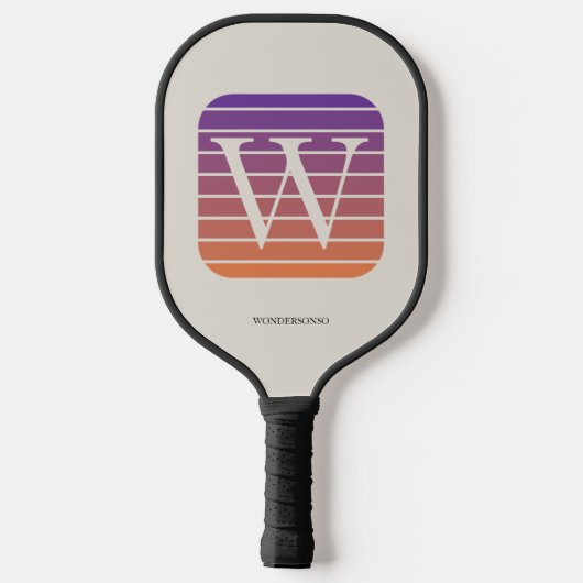 Personalisiertes Ombre-Monogramm-Quadrat Pickleball Schläger (Rückseite)