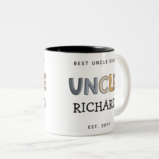 Personalisiertes Onkel Geschenk Bester Onkel je Ni Zweifarbige Tasse (VorderseiteRechts)