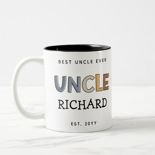 Personalisiertes Onkel Geschenk Bester Onkel je Ni Zweifarbige Tasse (Links)