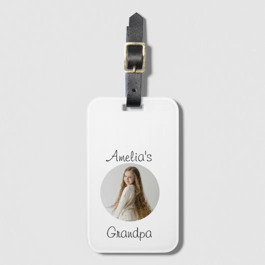 Personalisiertes Opa-Geschenk - Großkindgesicht - Gepäckanhänger (Vorderseite Vertikal)