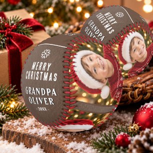 Personalisiertes Opa-Weihnachten 3 Foto-Andenken Baseball