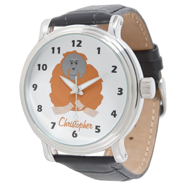Personalisiertes Orang-Utang-Design Armbanduhr (Schrägansicht)