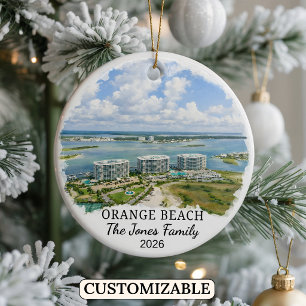 Personalisiertes Orange Beach-Ornament, Benutzerde Keramik Ornament