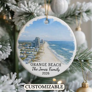 Personalisiertes Orange Beach-Ornament, Benutzerde Keramik Ornament