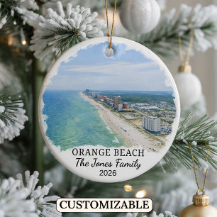 Personalisiertes Orange Beach-Ornament, Benutzerde Keramik Ornament
