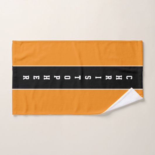 Personalisiertes Orange Black Strip Badetuch Set (Handtuch)