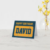 Personalisiertes Orange & Blue-Lizenzschild Geburt Karte (Gelbe Blume)