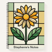 Personalisiertes Orange Green Yellow Florals Noteb Notizblock (Vorderseite)