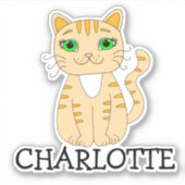 Personalisiertes Orange-Katzenname Aufkleber (Vorderseite)