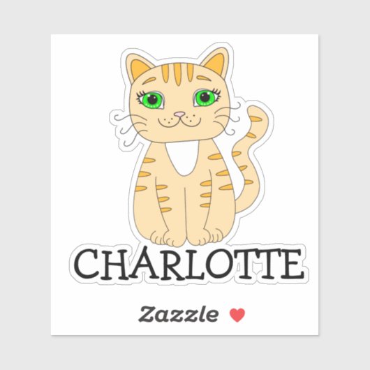 Personalisiertes Orange-Katzenname Aufkleber (Blatt)