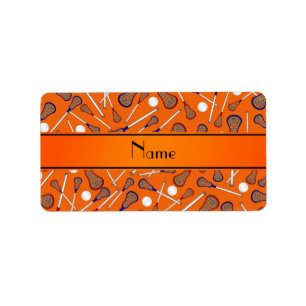 Personalisiertes orange Lacrossenamensmuster Adressaufkleber
