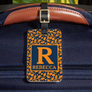 Personalisiertes Orange Leaf Design Gepäckanhänger