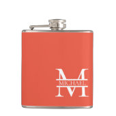 Personalisiertes Orange Monogramm und Name Flachmann (Vorderseite)