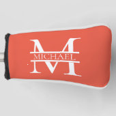 Personalisiertes Orange Monogramm und Name Golf Headcover (Vorderseite)