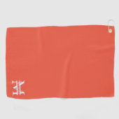 Personalisiertes Orange Monogramm und Name Golfhandtuch (Horizontal)