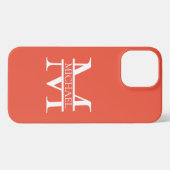 Personalisiertes Orange Monogramm und Name iPhone Hülle (Rückseite (Horizontal))