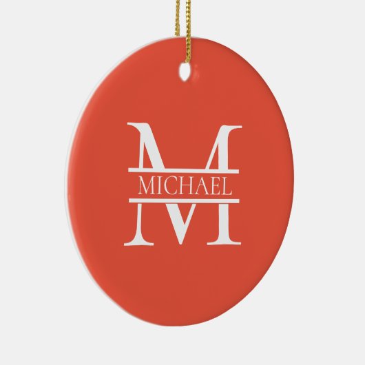 Personalisiertes Orange Monogramm und Name Keramik Ornament (Rechts)
