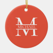 Personalisiertes Orange Monogramm und Name Keramik Ornament (Vorne)