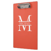 Personalisiertes Orange Monogramm und Name Klemmbrett (Links)