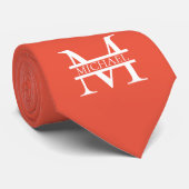 Personalisiertes Orange Monogramm und Name Krawatte (Gerollt)