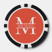 Personalisiertes Orange Monogramm und Name Pokerchips (Vorderseite)