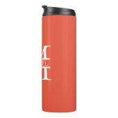 Personalisiertes Orange Monogramm und Name Thermosbecher (Nach rechts gedreht)