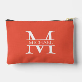 Personalisiertes Orange Monogramm und Name Zubehörtasche