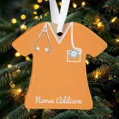 Personalisiertes Orange Nurse Scrubs Pflegegeschen Ornament