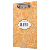 Personalisiertes orange Paisley-Klemmbrett Klemmbrett (Links)