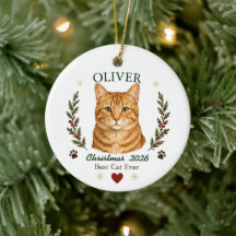 Personalisiertes Orange Tabby Katze Weihnachten