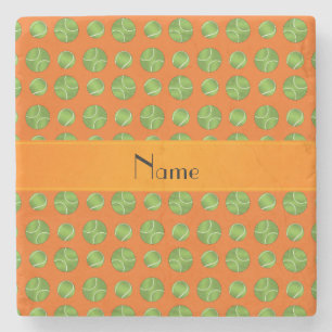 Personalisiertes orange Tennisballnamensmuster Steinuntersetzer