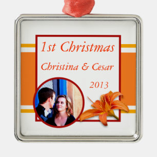 Personalisiertes Orange Tiger Lilly mit Streifen R Silbernes Ornament