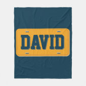 Personalisiertes Orange- und Blauer Lizenzschild Fleecedecke (Vorderseite)