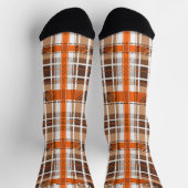 Personalisiertes Orange und braunes Tartan Kariert Socken (Oben)